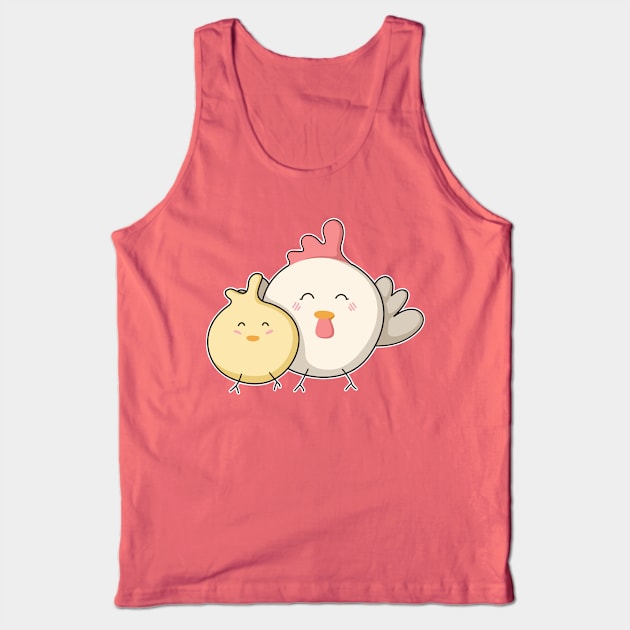 Cute Kawaii Mother Hen and Chick Tank Top by freeves